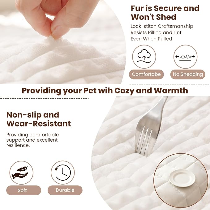 Couch Cover for Dogs Washable, Non-Slip Pet Couch Covers for Sofa, Fuzzy Dog Couch Cover Blanket Thick Soft Plush for Furniture Protector (White, 27.6" x 47.2"/70 x 120cm) - Image 4