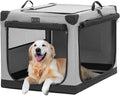 PETSFIT 40" Soft Portable Dog Crate – Patented Spiral Sturdy Frame, Collapsible Travel Kennel for Large Dogs, 3 Mesh Door, Lockable Zippers, Indoor & Car Use Gray by Petsfit
