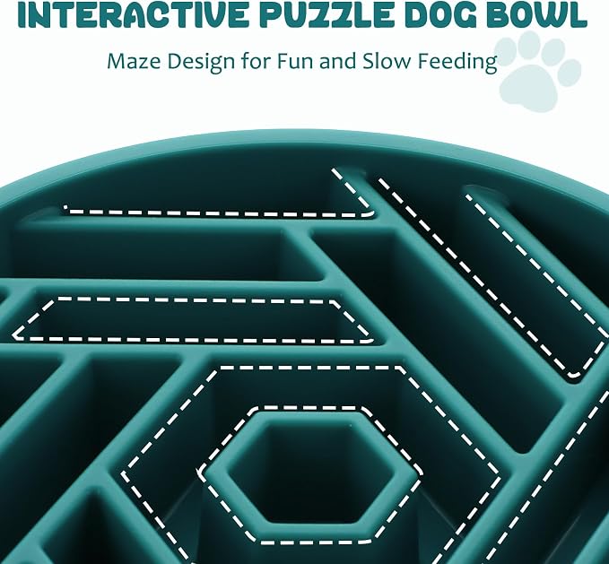 WHIPPY Slow Feeder Dog Bowl, Puzzle Maze Design to Slow Down Eating, 3-Cup Capacity, Anti-Gulping Food Bowl for Medium & Large Dogs,Green - Image 2