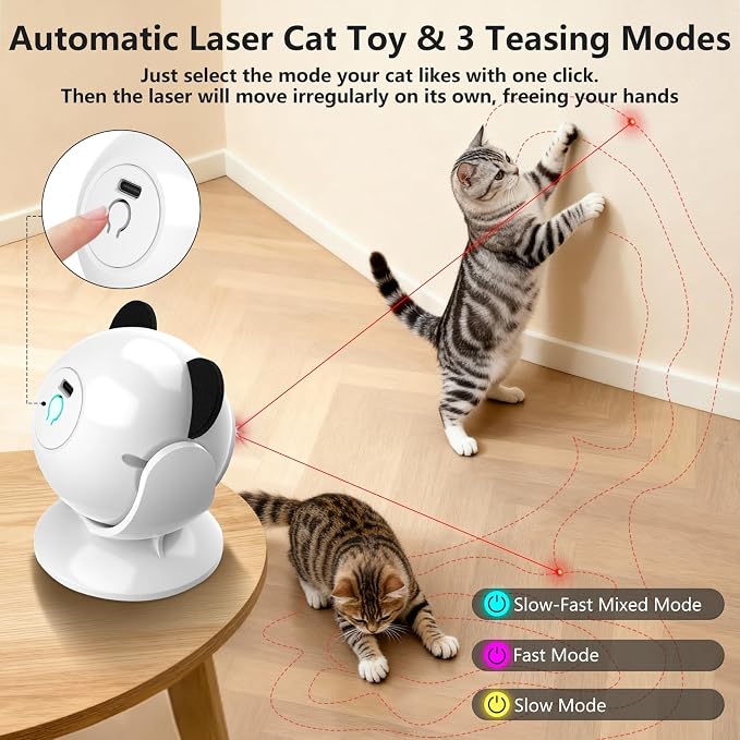 Saolife Laser Cat Toys for Indoor Cats, Truly Random Trjajectory, Suction Cup Design, Run Quiet, Interactive Cat Toy Automatic - Image 5
