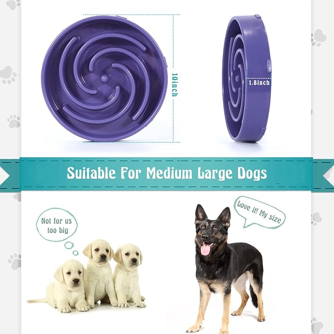Slow Feeder Large Dog Bowls for Large Medium Dog Non Slip Maze Puzzle Bowl Pet Slower Food Feeding Dishes Interactive Bloat Stop Dog Bowl Preventing Choking Healthy Dog Bowl, Lavender - Image 6