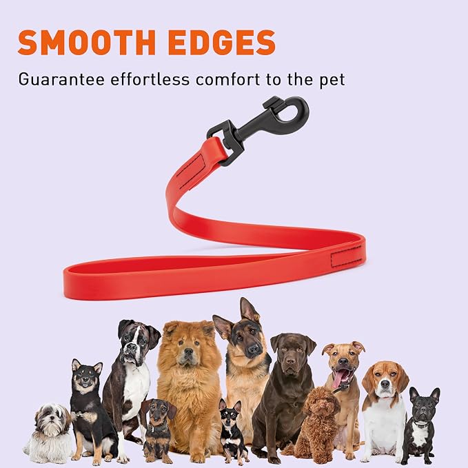 Dogline Biothane Waterproof Dog Leash Strong Coated Nylon Webbing with Black Hardware Odor-Proof Easy to Clean High Performance for Small or Large Dogs Made in USA 2 ft Lead, Cherry Red - Image 8