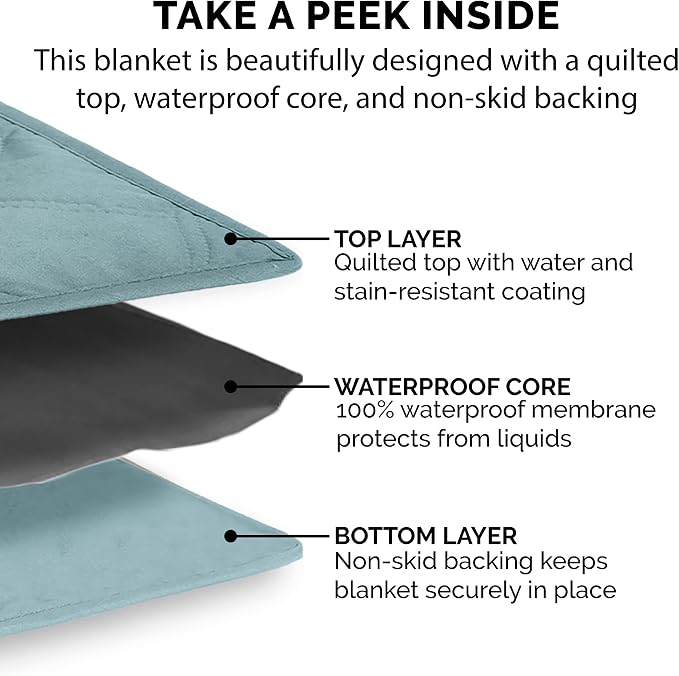 Furhaven Waterproof & Non-Slip King Size Mattress Cover Protector for Dogs & Cats, Washable, For Beds, Couches, & Car Seats - Quilted Twill Blanket Mattress Cover - Nile Blue, Jumbo/King Size - Image 7