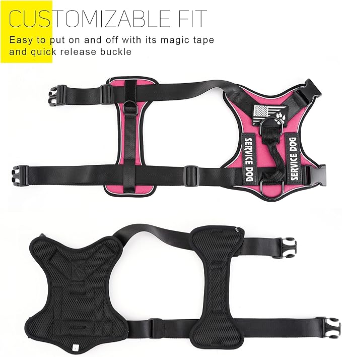 Service Dog Harness, Reflective Dog Vest Harness with 5 PCS Patches, Adjustable Soft Oxford Pet Harness, Inner Layer Mesh, Easy to Control for Dogs - Image 3
