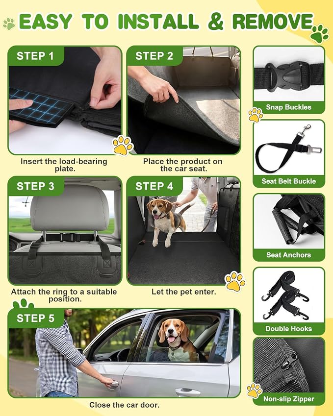 Victoper Dog Car Seat Cover, 600D Heavy Dute Car Seat Cover for Dogs Pets,100% Waterproof Anti-Scratch Nonslip Dog Hammock for Cars, Hard Bottom Seat Covers Protector for Sedan SUV Truck PU Leather - Image 6