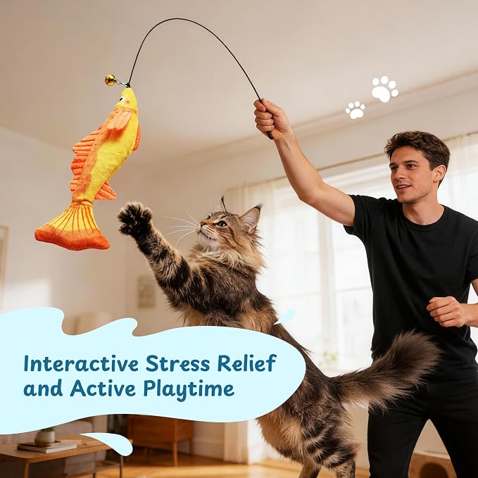 Catnip Toys, [12000mg] Extra Large Toys for Indoor Cats with Removable Bell, 100% Natural North American Catnip Floppy Fish Cat, Crinkle Sound & Soft Cotton-Free Surface - Image 6