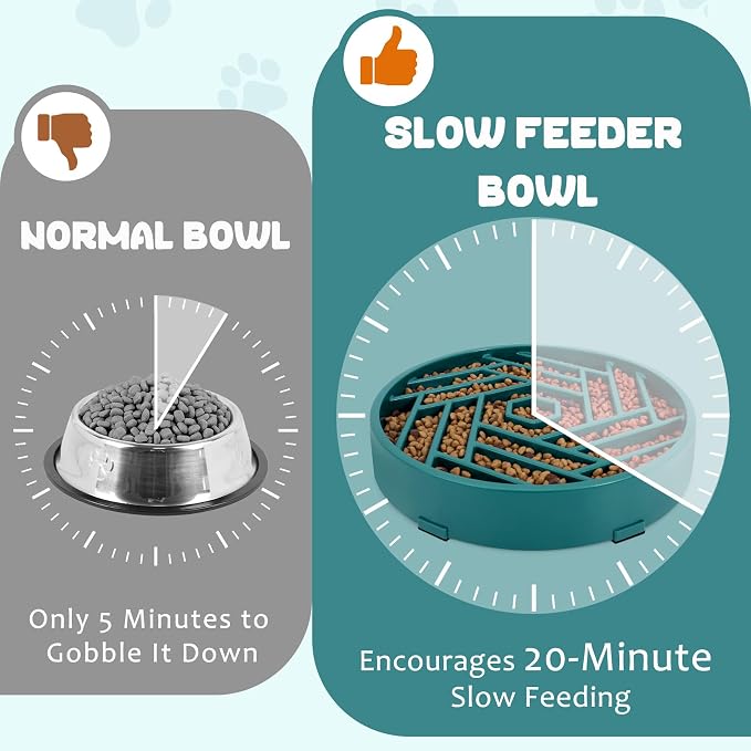 WHIPPY Slow Feeder Dog Bowl, Puzzle Maze Design to Slow Down Eating, 3-Cup Capacity, Anti-Gulping Food Bowl for Medium & Large Dogs,Green - Image 8