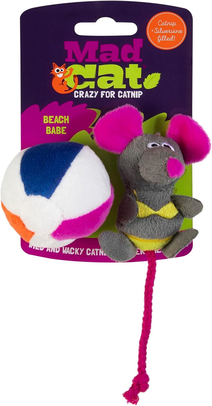 Mad Cat Beach Babe Plush Soft Cat Toy with Catnip and Silvervine, Pack of 2 | Summer themed pair that sparks energetic batting, chasing and cuddly play sessions for felines during active time at home by Unknown