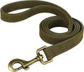 Didog PU Leather Dog Leash for Small Dogs, 5/8in x 4ft, Dark Green | Soft Grip Full Control, Easy Clean, Metal D-ring for Poop Bag Holder, Tangle-Free 360° Swivel Clasp, for Walking & Training by Didog
