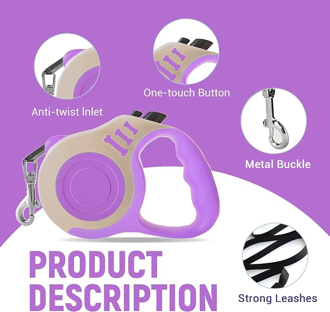 Retractable Dog Leash Automatic Telescopic Tractor Dog Tape | Pet Tape 10/16 FT Durable and Convenient, with Non-Slip Handle, Suitable for Small and Medium-Sized Dogs - Image 5