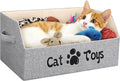 2X Thicker Large Cat Toy Bin Collapsible Cat Toy Box Sturdy Cat Toy Basket Kitten Toy Storage Bed for Organizing Cat Toys Treats Clothes and Accessories (Grey) by LOVSTORAGE
