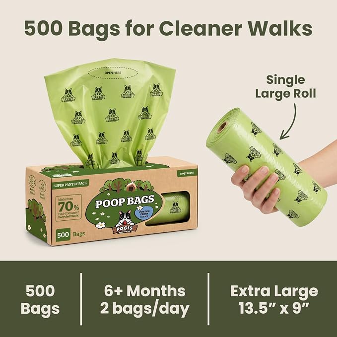 Pogi's Poop Bags – Large, Leak-Proof Dog Waste Bags for Yard or Home Use, Fresh Scent (Single Roll, 500-Count) - Image 6
