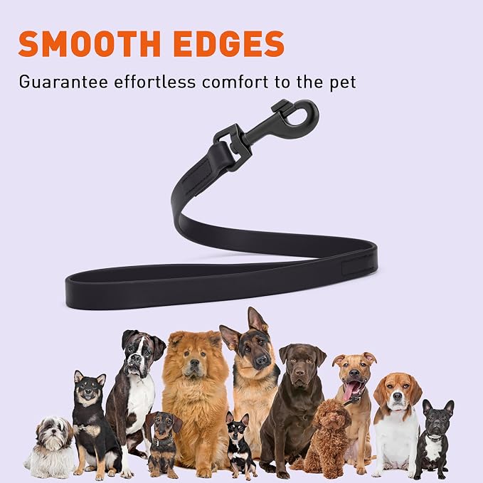 Dogline Biothane Waterproof Dog Leash Strong Coated Nylon Webbing with Black Hardware Odor-Proof Easy to Clean High Performance for Small or Large Dogs Made in USA 2 ft Lead, Black - Image 8
