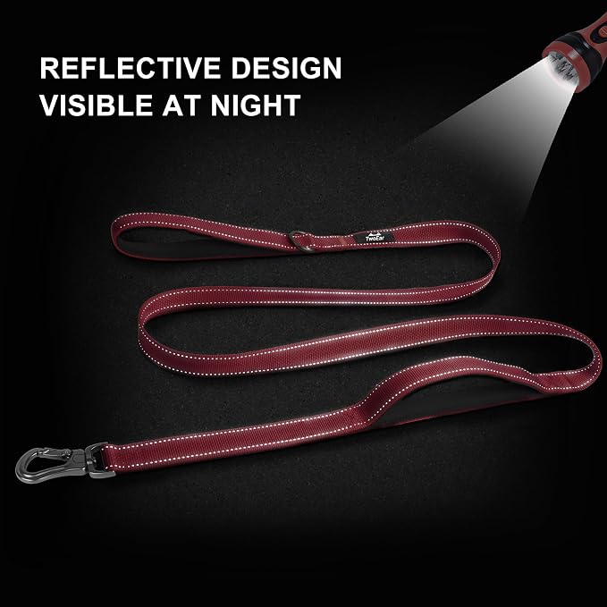 Twoear 4FT 1IN Heavy Duty Dog Leash for Large Dogs with 2 Padded Handles | Traffic Handle Extra Control, Auto Lock Hook, Strong Reflective Walking Leash for Night Safety, Medium and Large Breeds,Red - Image 5