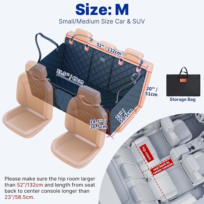 Convertible Back Seat Extender for Dogs, Foldable 400lbs Hard Bottom Dog Car Seat Cover for Back Seat, Waterproof Dog Hammock Bed Backseat Cover for Dogs in Car SUV Truck Pet Seat Cover Black M - Image 5