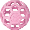 JW Pet HOL-ee Roller Dog Puzzle Ball, Medium 4.5in, Natural Rubber, Pink | Puzzle Ball Design Dog Toy for Interactive Play and Chasing Fun by JWPet