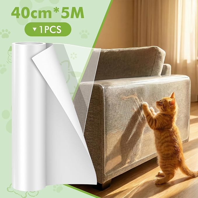 Anti-Cat Scratch Furniture Protector, Single-Sided Sticky Couch Protector for Cats,Flexible Cat Scratch Furniture Protector,Cat Scratch Furniture Protector,Cat Accessories for Doors(196.85" x 15.75") - Image 2