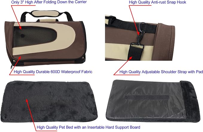 EliteField Deluxe Soft Pet Carrier for Cats and Dogs (3-Year Warranty) | Airline Approved, Waterproof, Plush Bed, Built-In Leash, Adjustable Shoulder Strap, Foldable - Image 5