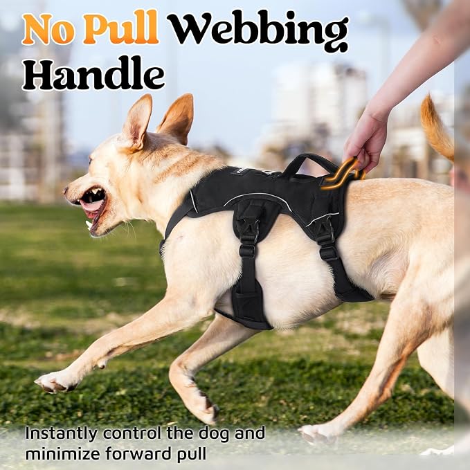 rabbitgoo Escape Proof Dog Harness for Medium, No Pull with Lift Handle | No Escape, Full Soft Padded, Reflective Adjustable Vest, Leash Clip for Walking Hiking Training, Black, Medium - Image 5