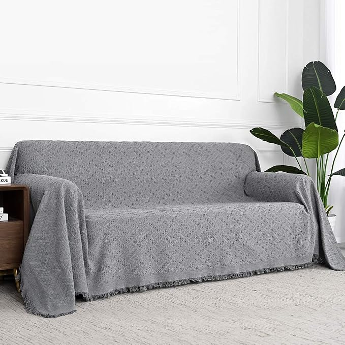 MYSKY HOME Couch Cover Sofa Covers for 3 Cushion Couch Sofa Protector Sectional Sofa Couch Cover for Pets Sofa Throws Living Room Geometrical Sofa Slipcovers for Dogs (XX-Large, 91" x 134", Grey) - Image 4