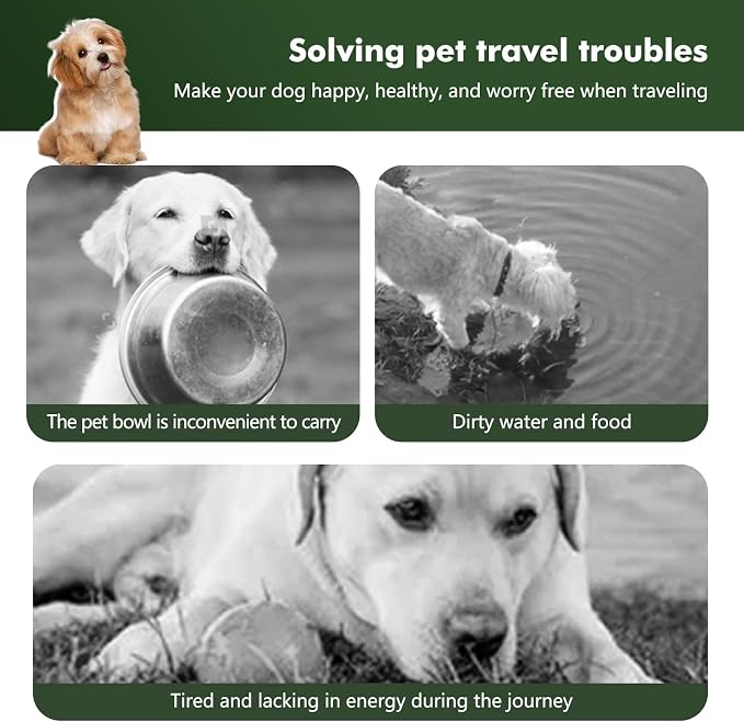 Collapsible Dog Bowls, Travel Food and Water Double Bowl for Cats & Dogs, 2-in-1 Portable BPA-Free Feeding Solution, Perfect for Traveling, Camping & Walking (S/ 60oz) - Image 2