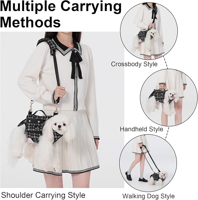 Wakytu Dog Lift Harness Dog Carrier Sling for Small Dogs & Cats,M | stylish puppy sling carrier with handle & pocket,adjustable leash,walking & travel - Image 7