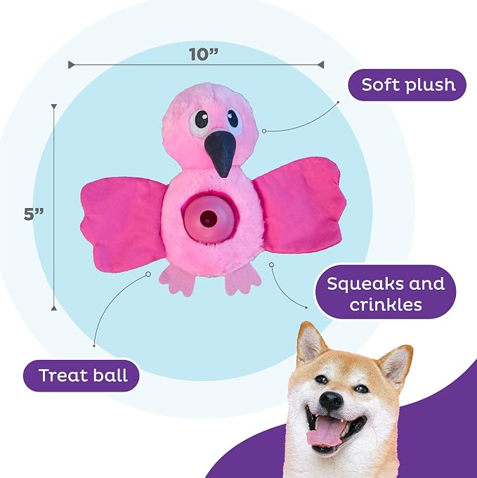 Outward Hound by Nina Ottosson Hide-Ablez Plush Dog Puzzle with Treat Ball, Flamingo, Pink - Image 3