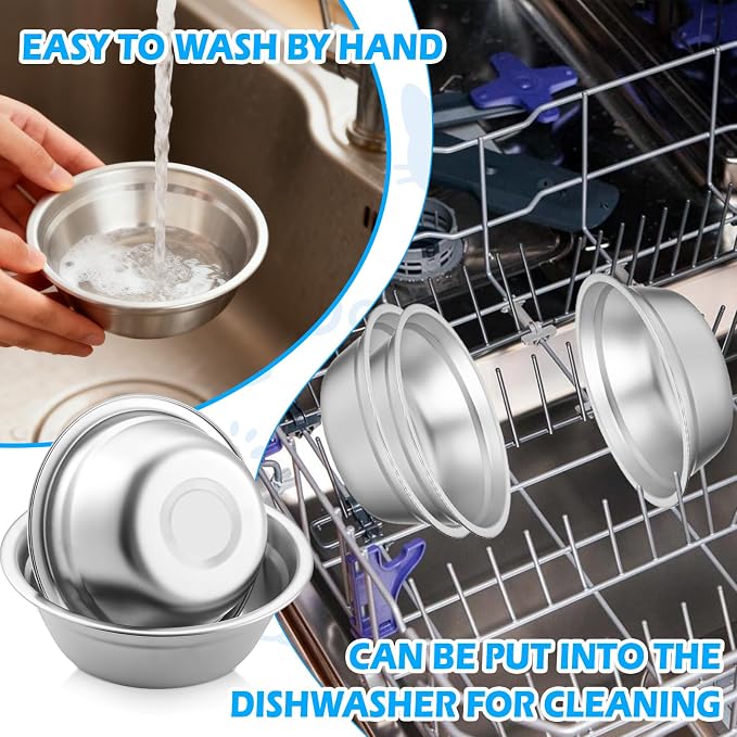 8 PCS Small Metal Dog Bowls Stainless Steel | Pet Food and Water Bowls, For Dogs & Cats, Rust-Resistant, Easy to Clean, Dishwasher Safe - Image 3