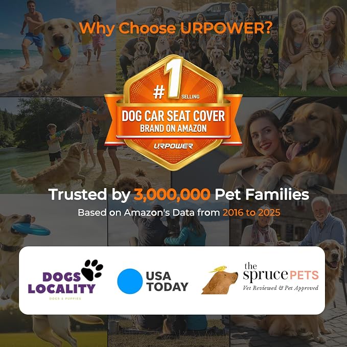 URPOWER Back Seat Extender for Dogs, Large Hard Bottom Dog Car Seat Cover | Supports 550 lbs, Stable 3-Panel Hard Bottom, Added High-Density Foam for Comfort, Waterproof 900D Oxford, 45% More Space - Image 9