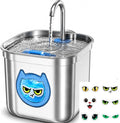 Homtyler Luxury Automatic Cat Water Fountain for Pets, 2.2L/74oz Stainless Steel Dog Water Dispenser with Filter, BPA Free & Silent, Featuring LED Light, Easy Clean & Cat View Window by Homtyler