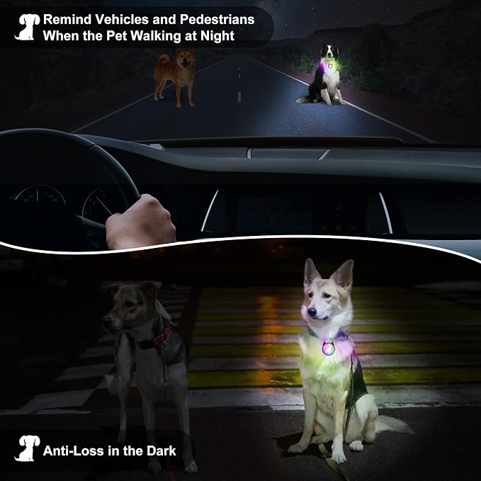 Dog Collar Light, 4 Modes Dog Lights for Night Walking, Rechargeable LED Pet Collar Light for Nighttime Clip on, IP68 Waterproof Pet Walking Accessories-2 Pack(Black) - Image 7