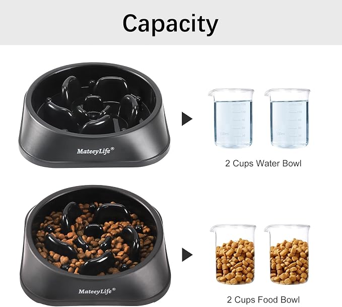 MateeyLife 1-Pack Slow Feeder Dog Bowls, 2 Cups, Dog Puzzle Feeder Bowl | Food-contact safe, dishwasher safe, non-slip base, maze design, for fast eaters, for dogs and cats, daily mealtimes - Image 5