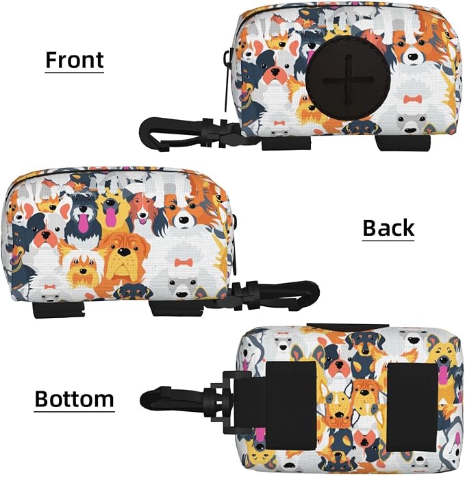 Dog Poop Bag Holder for Leashes - Lightweight Pet Waste Bags Dispenser Doggy Zippered Pouch for Puppy Walking Accessories(Cute Puppy Dog) - Image 2