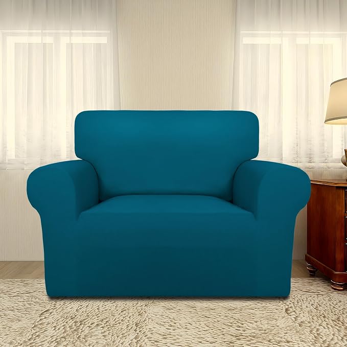PureFit Super Stretch Sofa Slipcover – Spandex Non Slip Soft Couch Sofa Cover, Washable Furniture Protector with Non Skid Foam and Elastic Bottom for Kids, Pets (Oversized, Peacock Blue) - Image 2