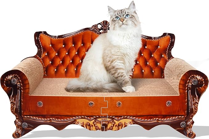 Sofa Shaped Scratching Couch,Thick Scratching Cardboard, Lounge Bed for Indoor Rest&Play, Sofa Scratcher Pad (21.2" L X 12.2 "W X 11.8" H) by COOZMENT