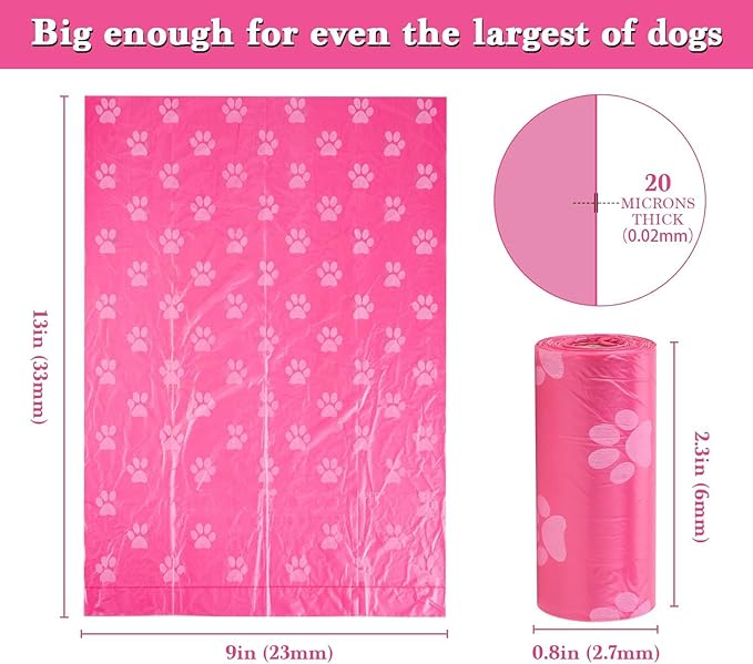 WDFAACK Biodegradable Dog Poo Bags with Holder-240 Large Poop Bags, Corn Starch Blended Compostable Bag, Extra Thick Strong Leak Proof Waste Bag for Dogs (Pink) - Image 4
