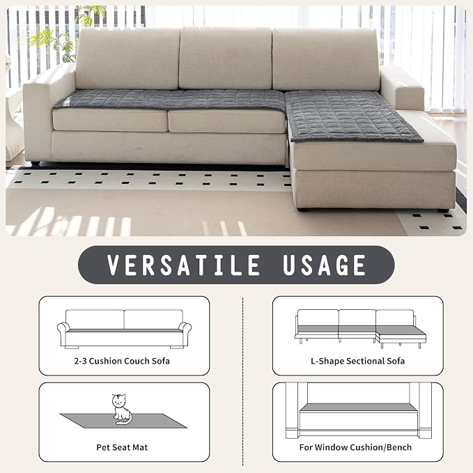 Sofa Couch Cover, Sofa Covers Washable for Dogs, Non-Slip Couch Covers for Sectional Sofa, Sofa Slipcovers for All Seasons Furniture Protector for L Shaped(Dark Grey, 27"x 83") - Image 4