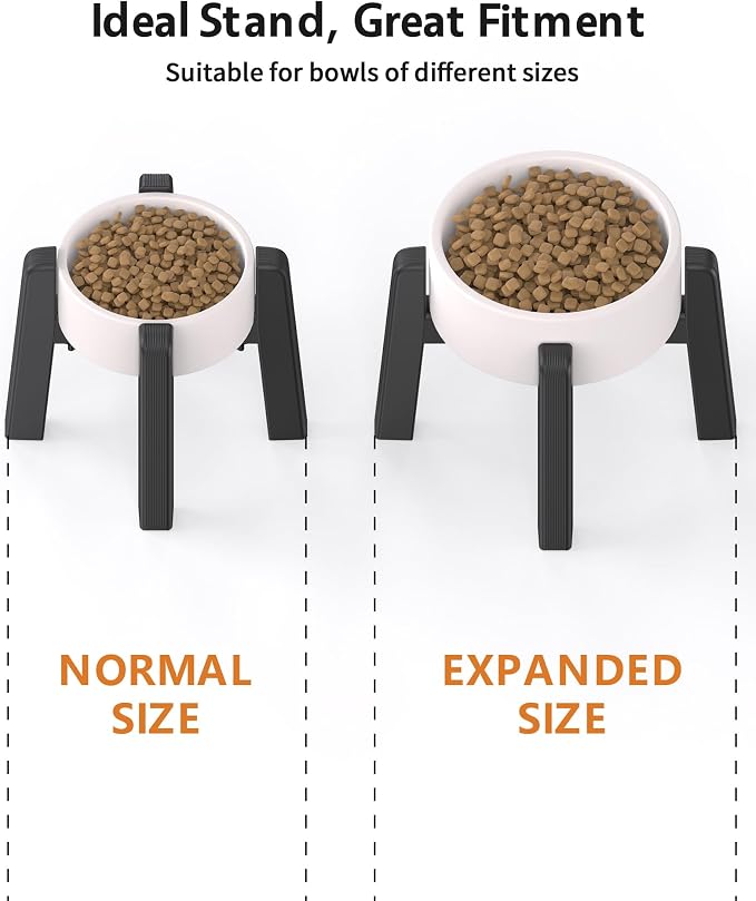 Dog Bowl Stand with Adjustable Width [2 Pack, Stand Only] | Elevated Pet Water & Food Bowl for Medium Dogs, Stable and Anti-Slip Raised Bowl - Image 6
