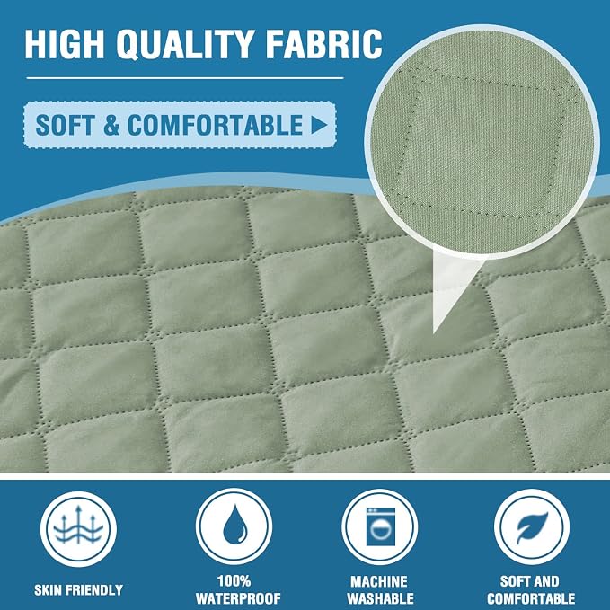 H.VERSAILTEX 100% Waterproof Couch Cover Chair Sofa Slipcover Furniture Protector for Pets Kids Children Dog Cat with Non-Skid Backing (Chair, Pale Aqua) - Image 5