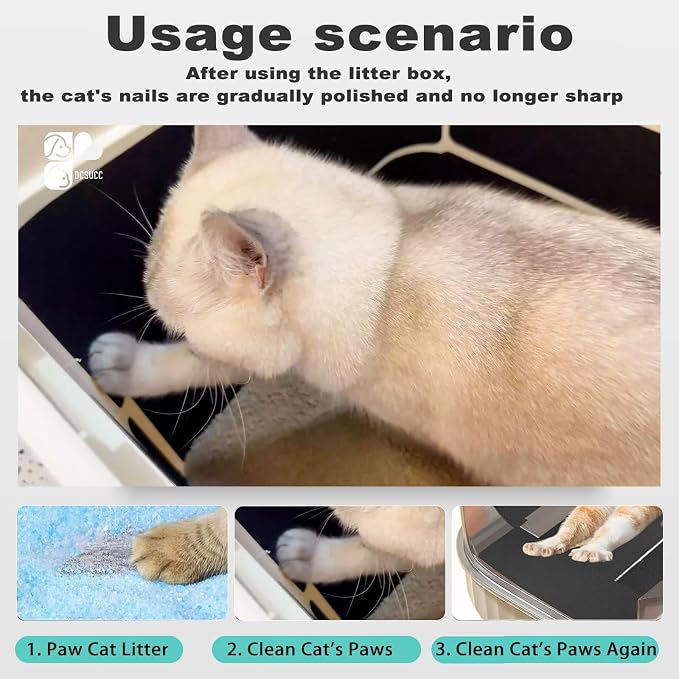 Cat Nail File Scratching Strips - 6 Pcs Cat Scratcher Liner for Litter Box, 3 Pairs Peel Stick Cat Strips in Different Sizes - Recommended for Litter Box Use (Black) - Image 3
