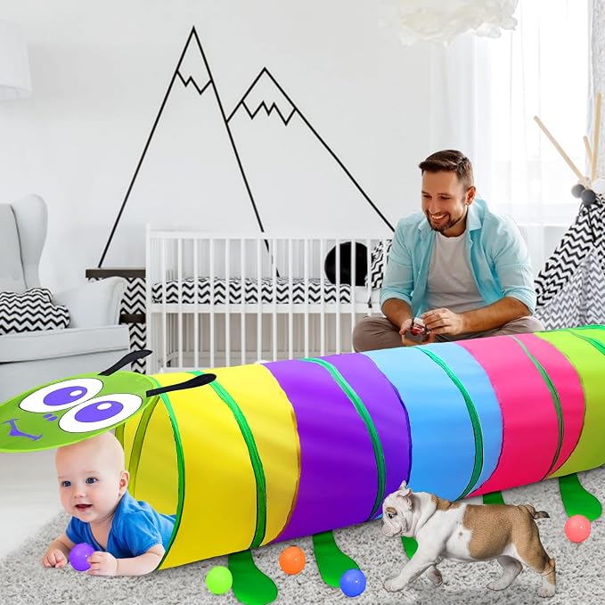TIKTENT Kids Play Tunnel for Toddlers Colorful Pop Up Crawl Tunnel Toy | Collapsible Gift for Girl Boy Birthday Gift, Indoor Outdoor Toddler Children or Dog - Image 2