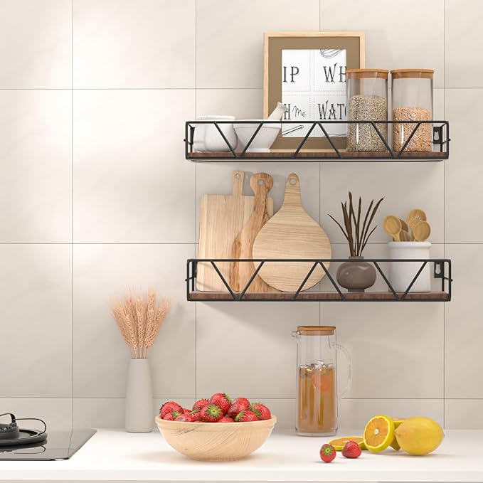 Floating Shelves Set of 3, Wood Wall Shelf, Farmhouse Shelf for Bedroom | Wall Mounted Floating Shelf for Living Room, Bedroom, Bathroom, Kitchen, Office - Image 4
