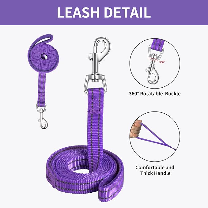 AMTOR Small Dog Harness with Leash Set, No Escape Easy Walk Puppy Harnesses for Training Walking, Step-in Reflective Soft Dogs Vest for XS S Medium Extra-Small Large Sized Dog(Purple,L) - Image 4