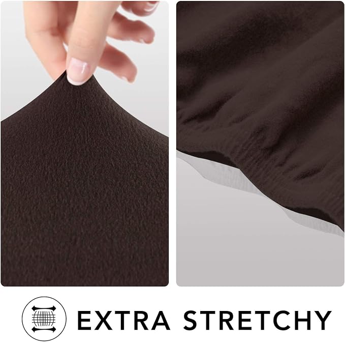 PureFit Stretch Loveseat Covers Fleece Couch Covers for Sofa Chocolate | 1-Piece Sofa Slipcover Soft Couch Protector, Sofa Cover Washable with Non Skid Foam and Elastic Bottom for Kids, Dogs - Image 4