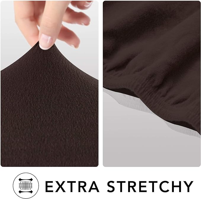 PureFit Stretch Chair Covers Fleece Couch Covers for Sofa Chocolate | 1-Piece Spandex Couch Cover Soft Couch Protector, Sofa Cover Washable with Non Skid Foam and Elastic Bottom for Kids, Dogs - Image 4