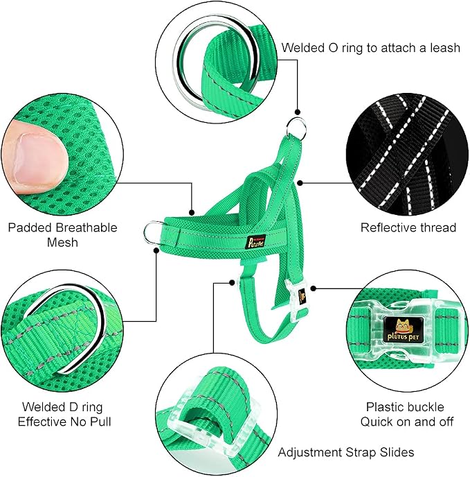 Plutus Pet No Pull Dog Harness for Large Dogs, Breathable Mesh Padded | Adjustable Reflective with Handle, Escape Proof, Quick Fit Pet Vest, Front Clip, for Training and Walking, Green, XL - Image 2