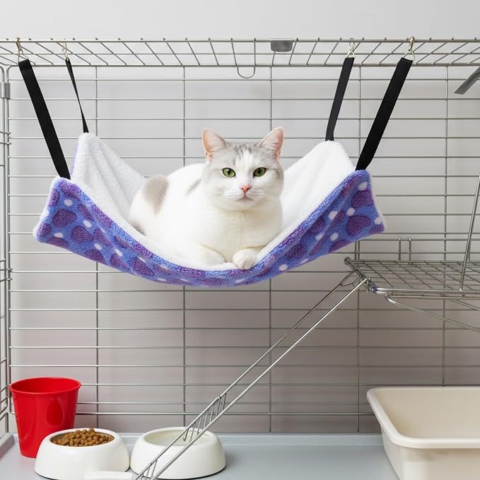 8 Pcs Cat Hammock for Cage, Pet Hammock Bed, Reversible Hanging Cat Hammocks Soft Bed, with Straps and Metal Hooks for Kitten Indoor Puppy Rabbits Feral Animals Shelters(Heart Style) - Image 4