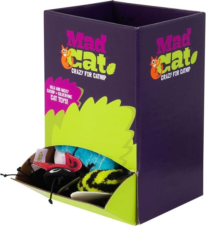 Mad Cat Buggin' Out Bug Cat Toys, Catnip and Silvervine Blend, Pack of 24 | Wild and wacky bulk bin assortment, sparks batting, chasing and natural hunting instincts in felines, plenty to share around - Image 4