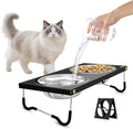 Upgraded Elevated Cat Bowls,10°Tilted Foldable Stand Anti Vomiting Raised Cat Dishes for Food and Water,2 Stainless Steel Bowls for Cats and Puppy (1 Pack) by KMXASP