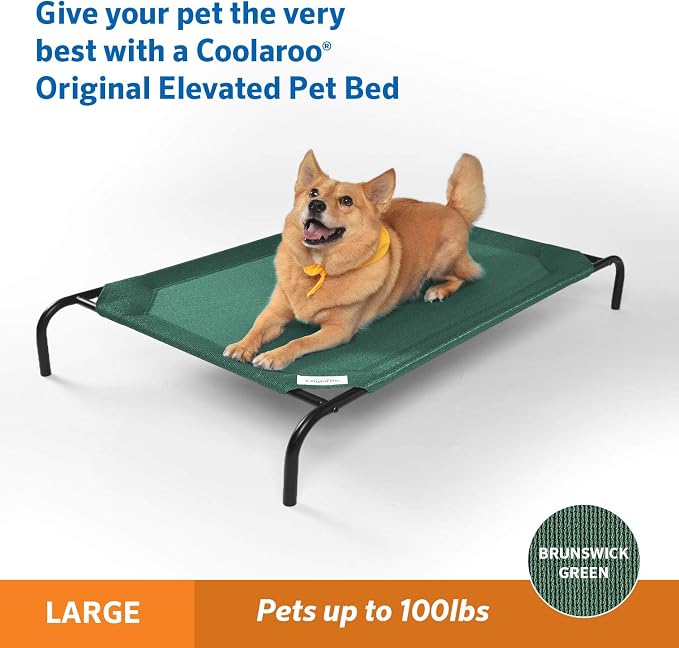 Gale Pacific Coolaroo The Original Cooling Elevated Dog Bed, Indoor and Outdoor, Large, Brunswick Green, 51.00" x 31.50" x 8.00" - Image 2